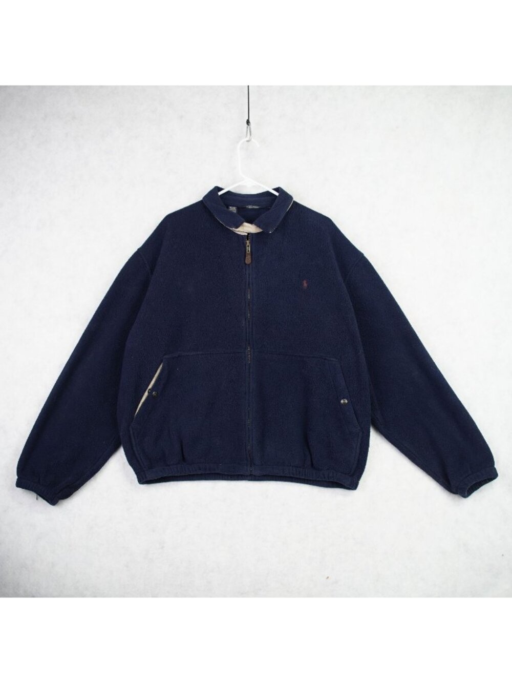 Vintage 90s Polo Ralph Lauren Full Zip Fleece Jacket Mens XL Navy Made in USA